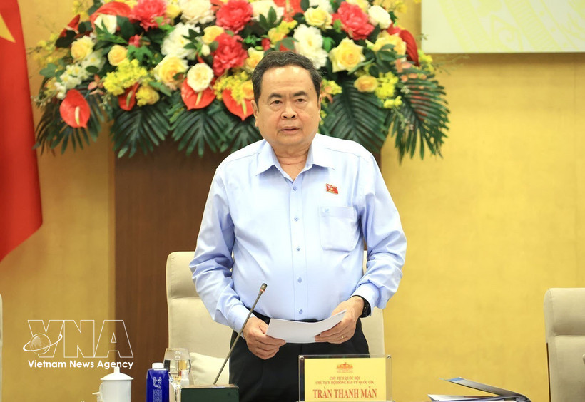National Assembly Chairman Tran Thanh Man speaks at the fifth meeting of the National Election Council. (Photo: VNA)