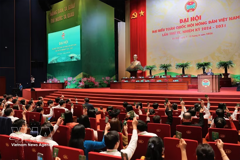 Delegates vote to approve the congress's agenda. (Photo: VNA)