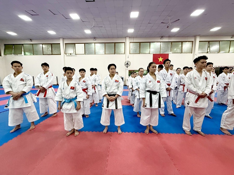 Vietnamese Karate team is training hard for the Championship.