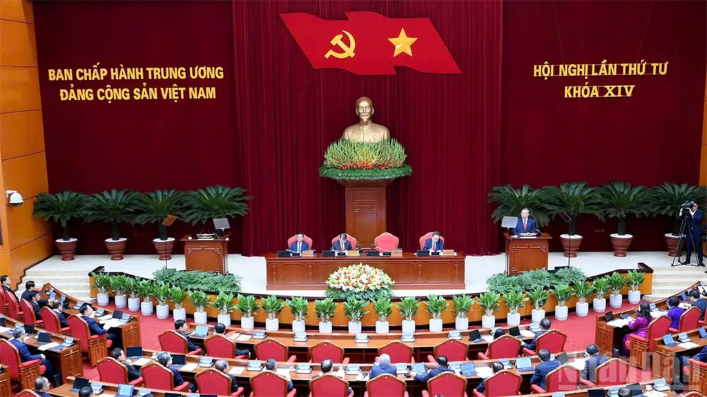 The opening session of the fourth plenum of the 14th Party Central Committee. (Photo: VNA)